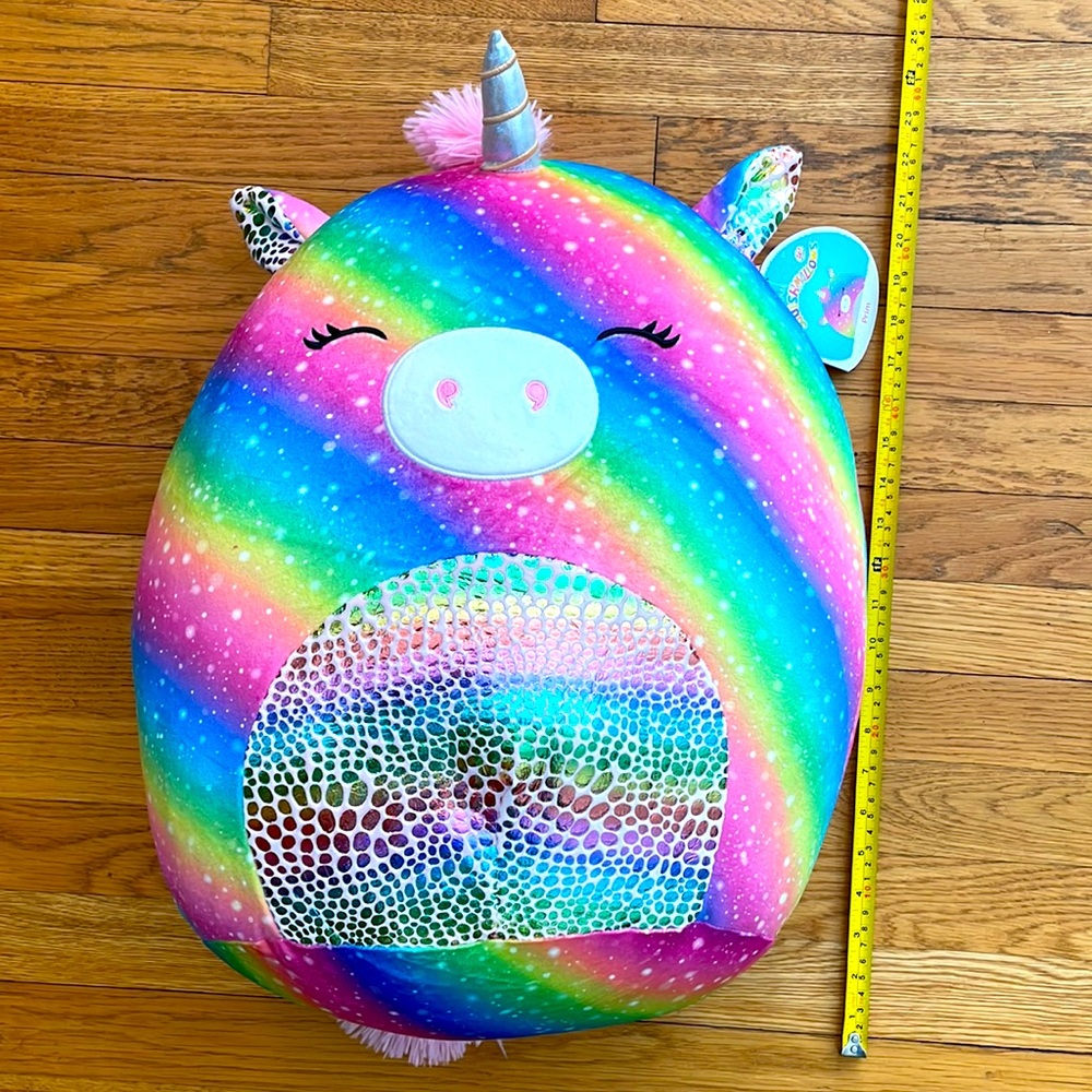 Prim Unicorn Authentic Kellytoy Rainbow Squishmallow 20" rare Jumbo XL